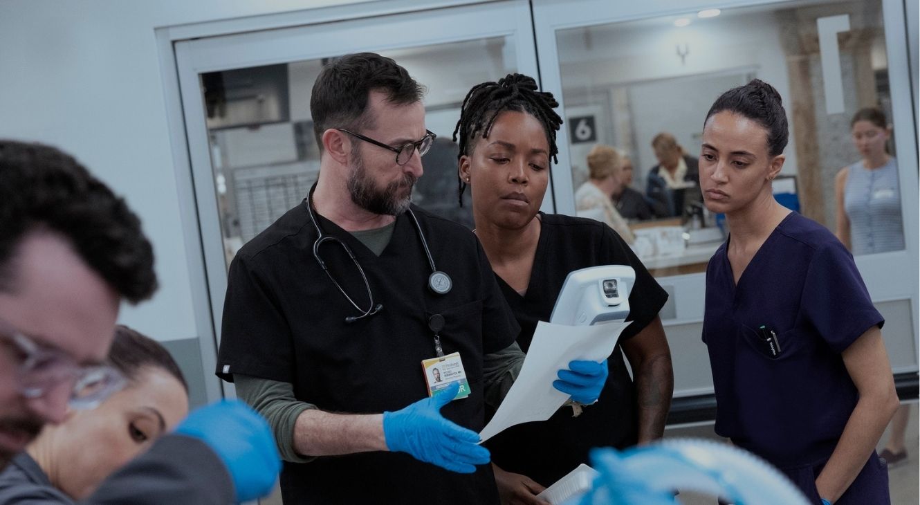 Robby, Ellis, and Garcia in The Pitt Season 2 Episode 13