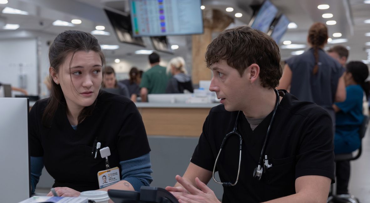 Santos and Whitaker in The Pitt Season 2 Episode 15