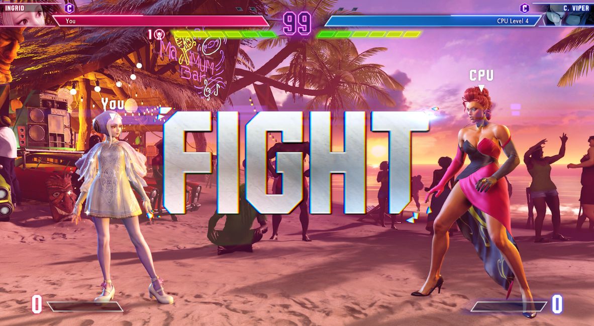 The beginning of a fight with Ingrid in Street Fighter 6