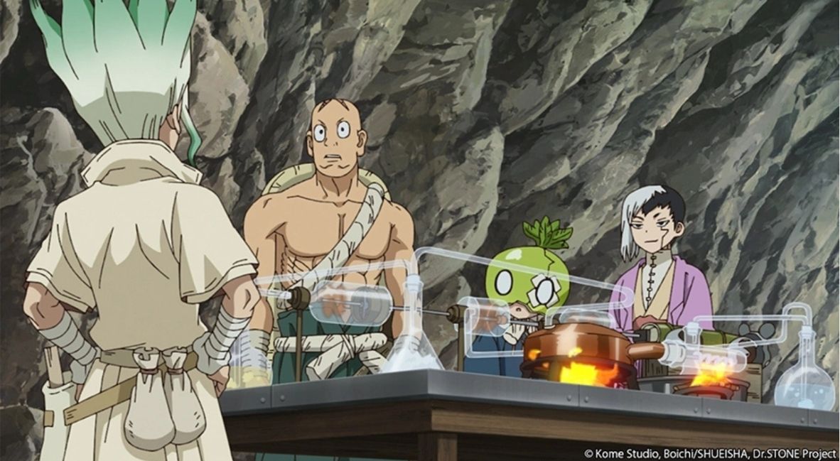 Dr. Stone Soyuz, Suika, and Gen
