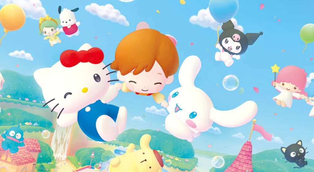 More Sanrio! ‘Hello Kitty Party’ Land On The Nintendo Switch October 2026 Hello Kitty Party Land keyart from Sanrio Games