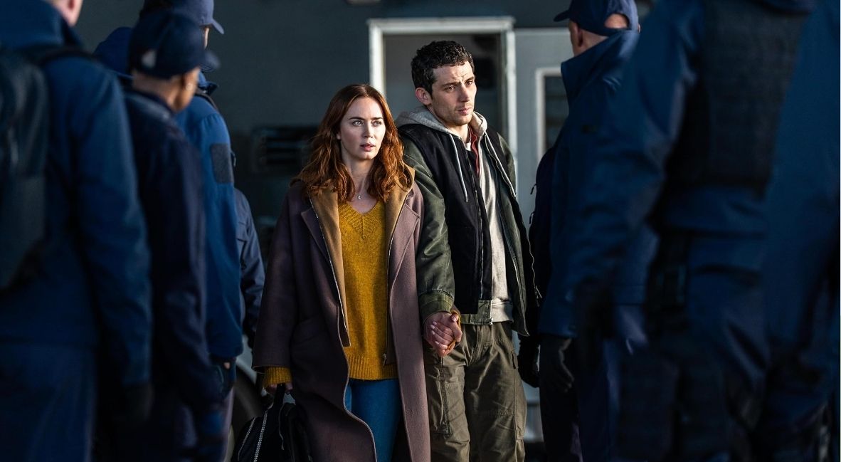 Josh O'Connor and Emily Blunt in Disclosure Day