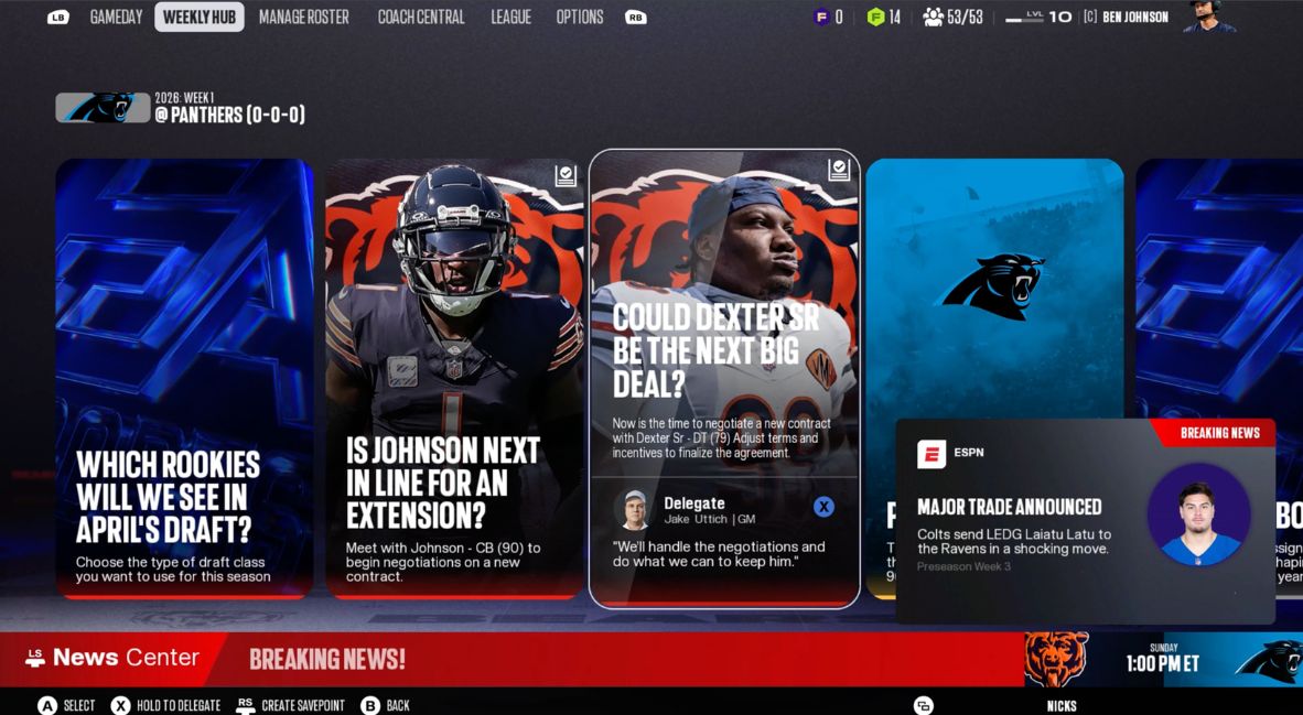 Madden 27 Franchise Mode - Contracts, Persona Engine