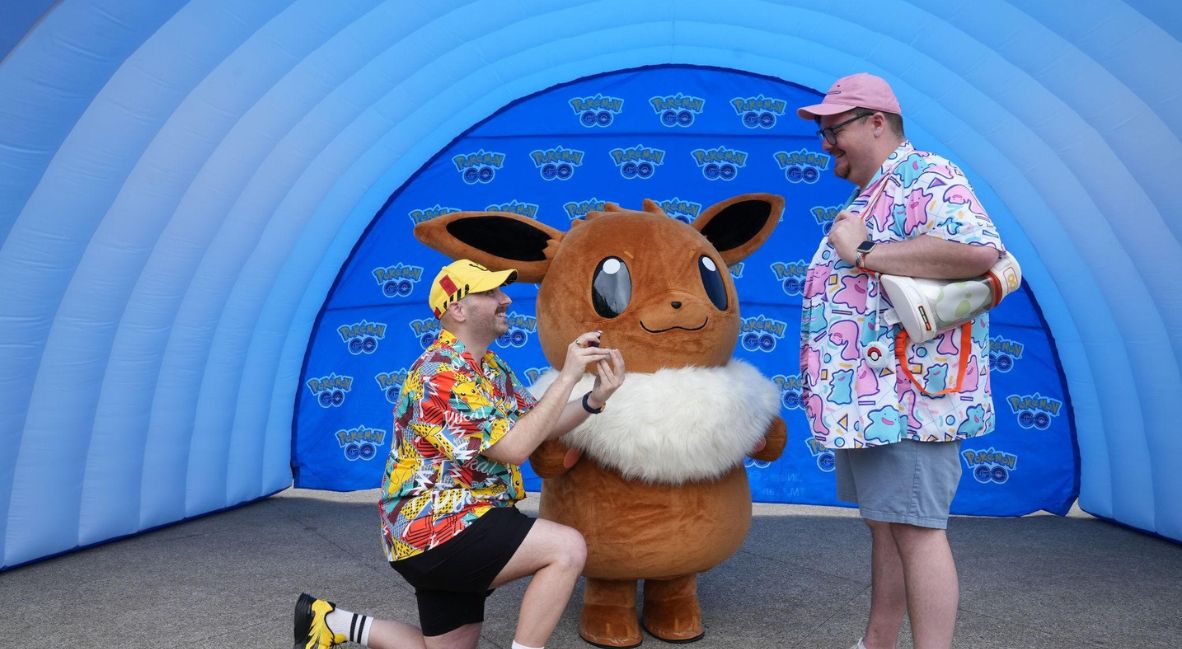 A proposal takes place at the 2026 Pokemon GO Fest