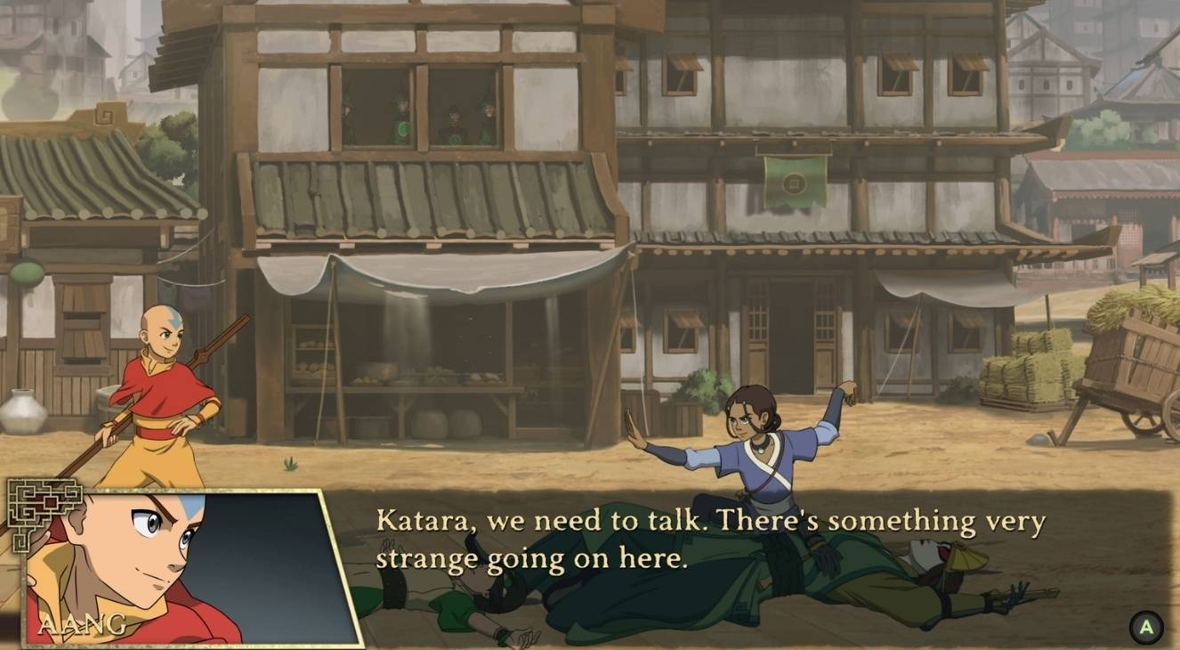 Aang and Katara in Korra and Aang fighting in Avatar Legends: The Fighting Game