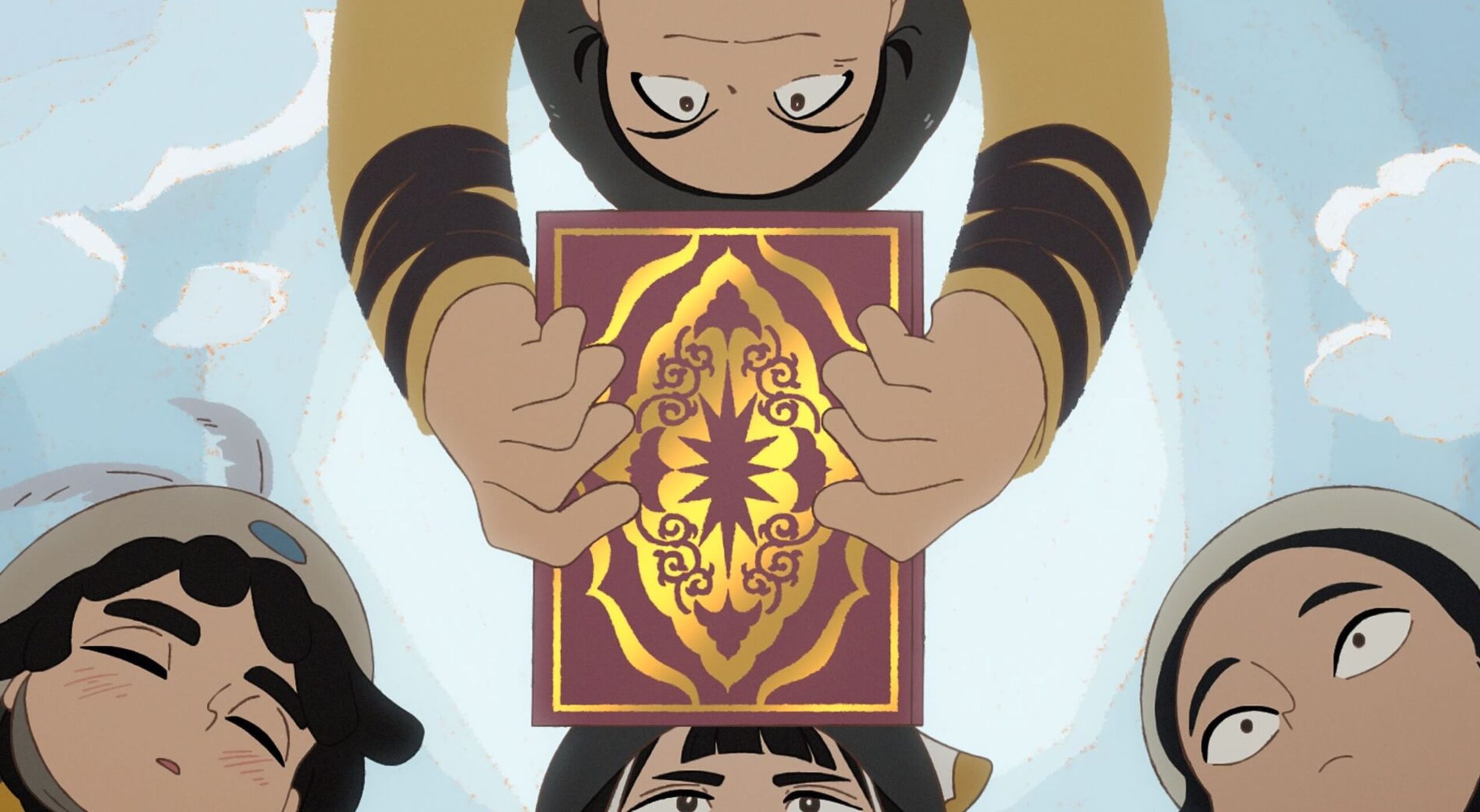 Khan's sons looking at the Elementals book