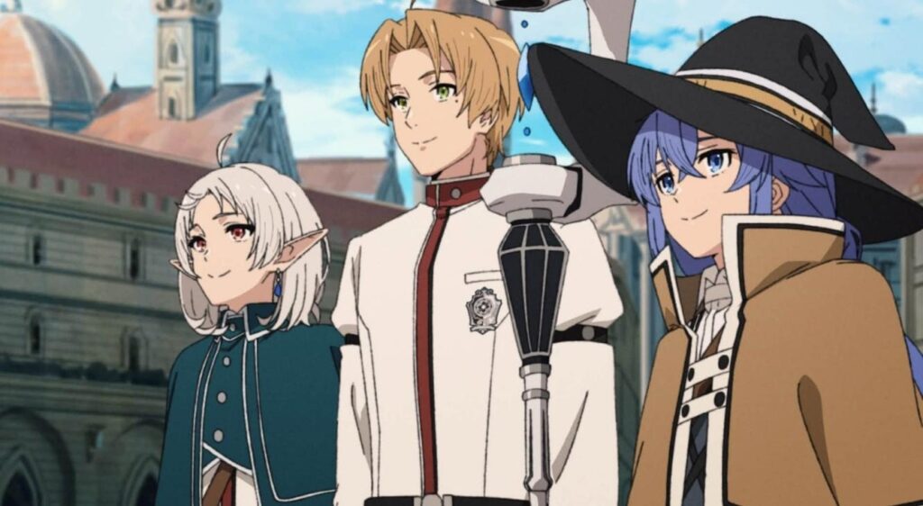 Rudeus, Roxy, and Sylphie in Mushoku Tensei: Jobless Reincarnation Season 3 Episode 3