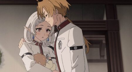 Rudeus, Syphie and baby in Mushoku Tensei: Jobless Reincarnation Season 3 Episode 3
