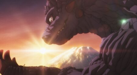 Kaiju holding boy in Kaiju Girl Caramelise Episode 4