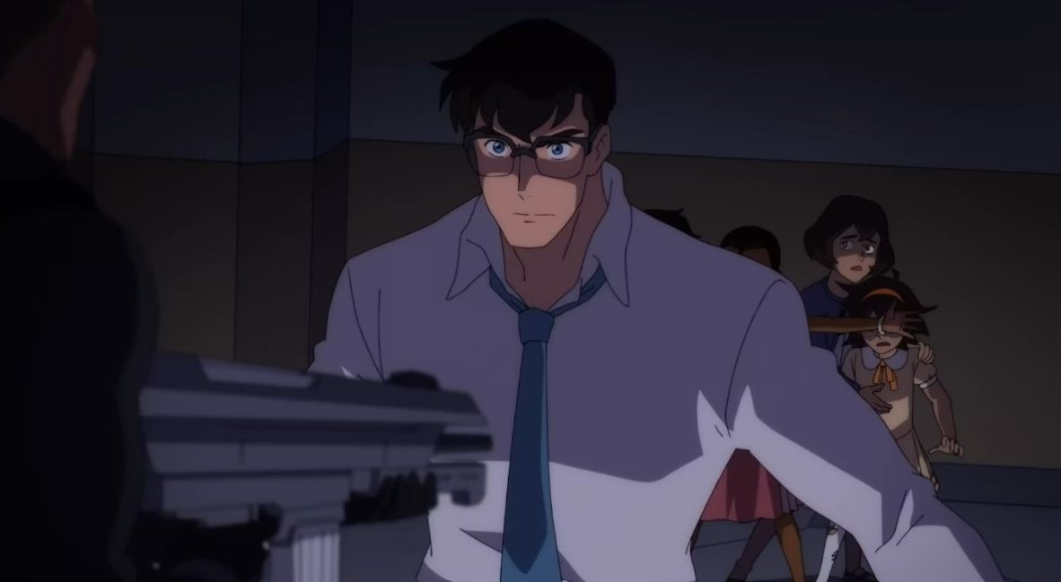 Clark protects a group of kids from armed men
