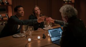 Jacob Anderson, Sam Reid, and Eric Bogosian in The Vampire Lestat Episode 6