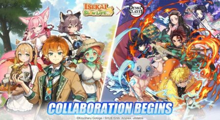Isekai: Slow Life Summons Demon Slayer: Kimetsu no Yaiba In Exciting Collab Isekai: Slow Life x Demon Slayer: Kimetsu no Yaiba keyart