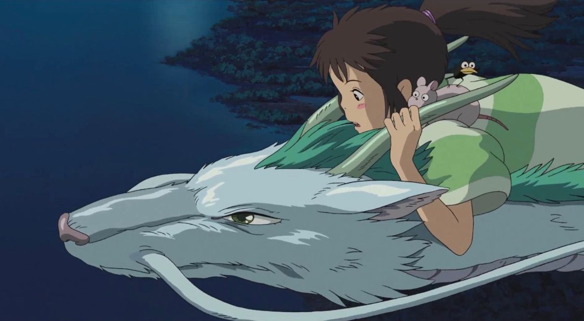 Chihiro and Haku in his dragon spirit form