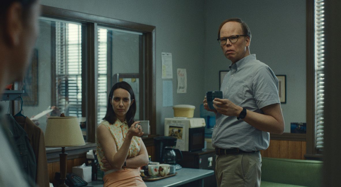 Kate O'Flynn and Jeff Hiller in Season 1 of Widow's Bay