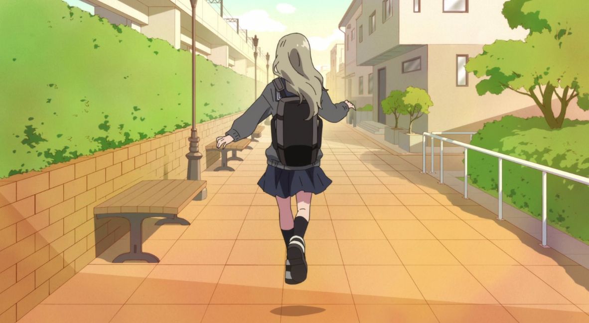 Azuma skips home after school