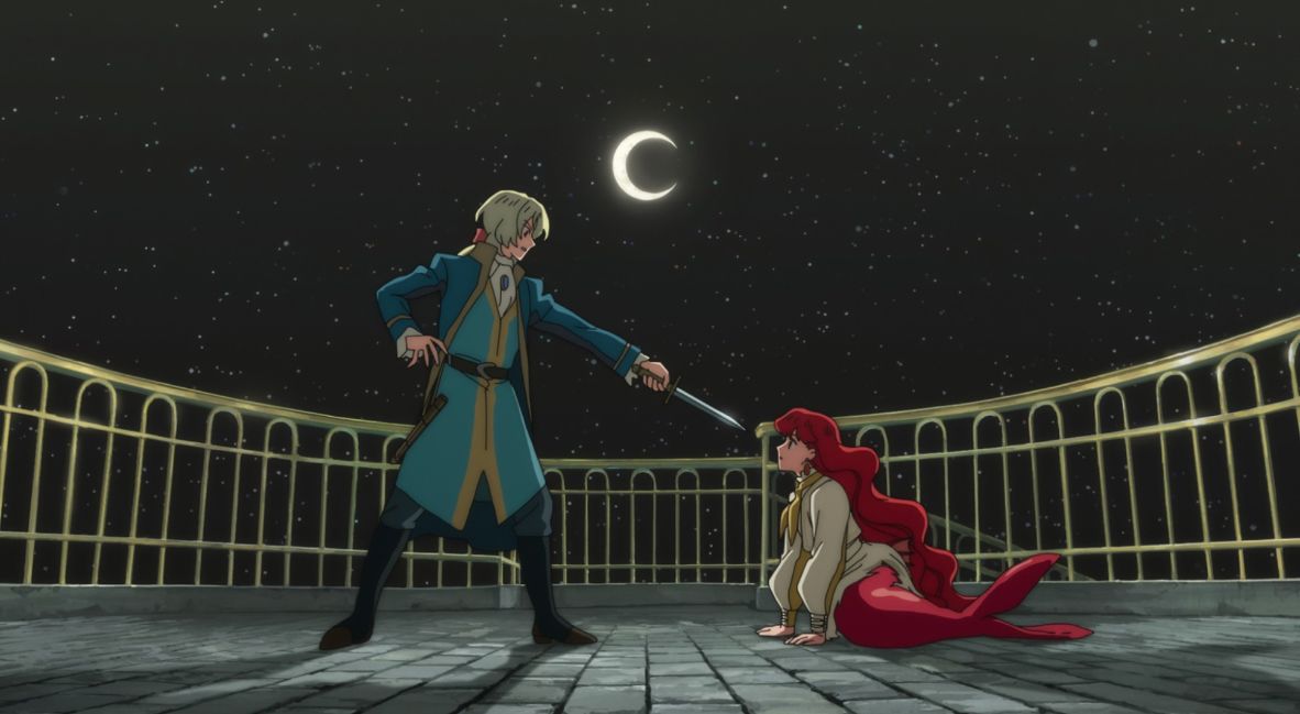 The Prince points a dagger at Lara
