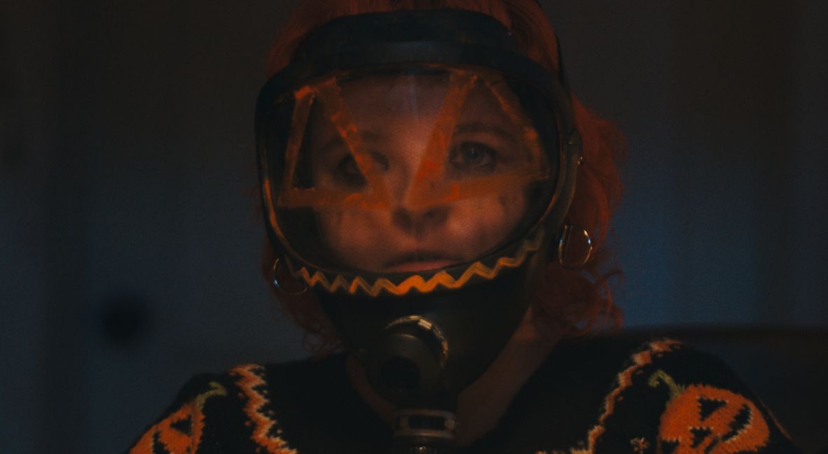 Pumpkin wearing a mask