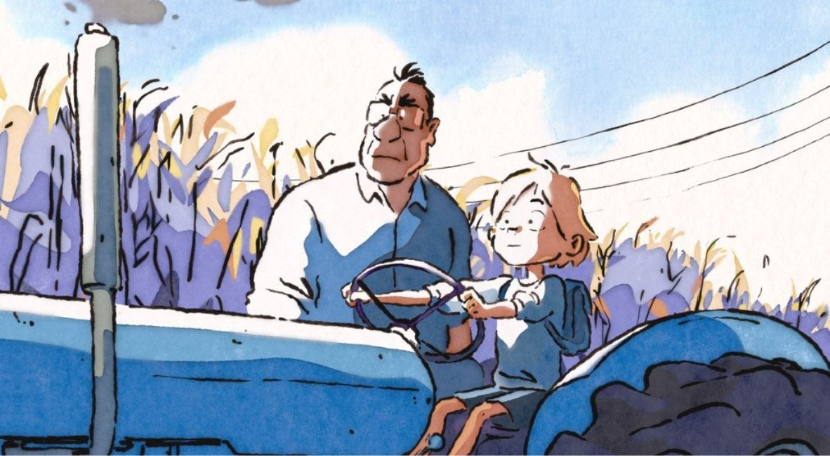Christophe drives a tractor with his father