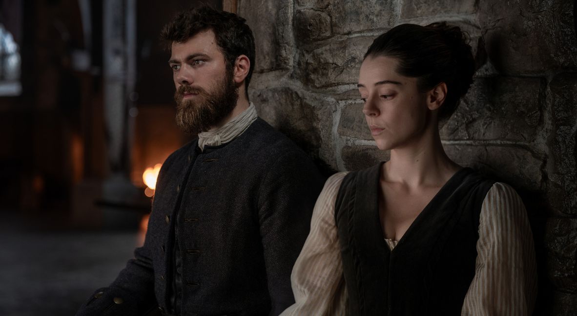 RECAP: 'Outlander: Blood of My Blood' Season 2 Episode 1 – "Remembrance Day" 5 Dougal and Moura sit next to one another