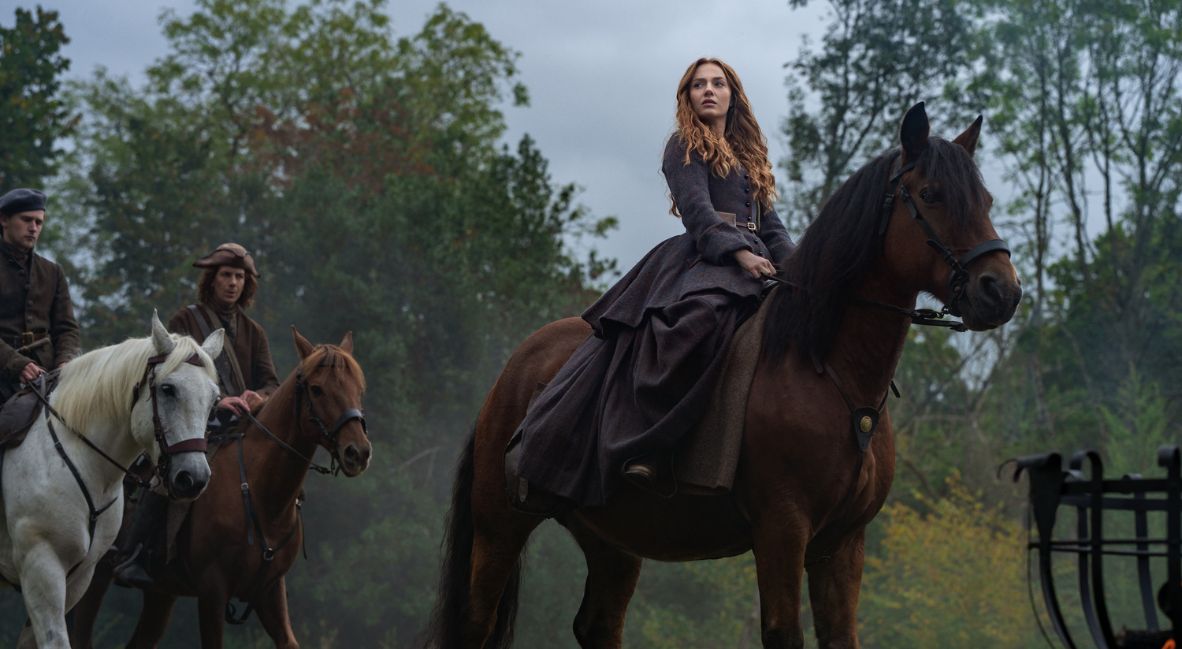RECAP: 'Outlander: Blood of My Blood' Season 2 Episode 1 – "Remembrance Day" 6 Ellen riding horseback