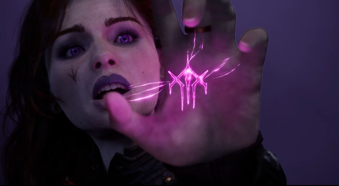 Warlock Dungeons & Dragons - Tasha trailer screenshot speaking to Kaatri