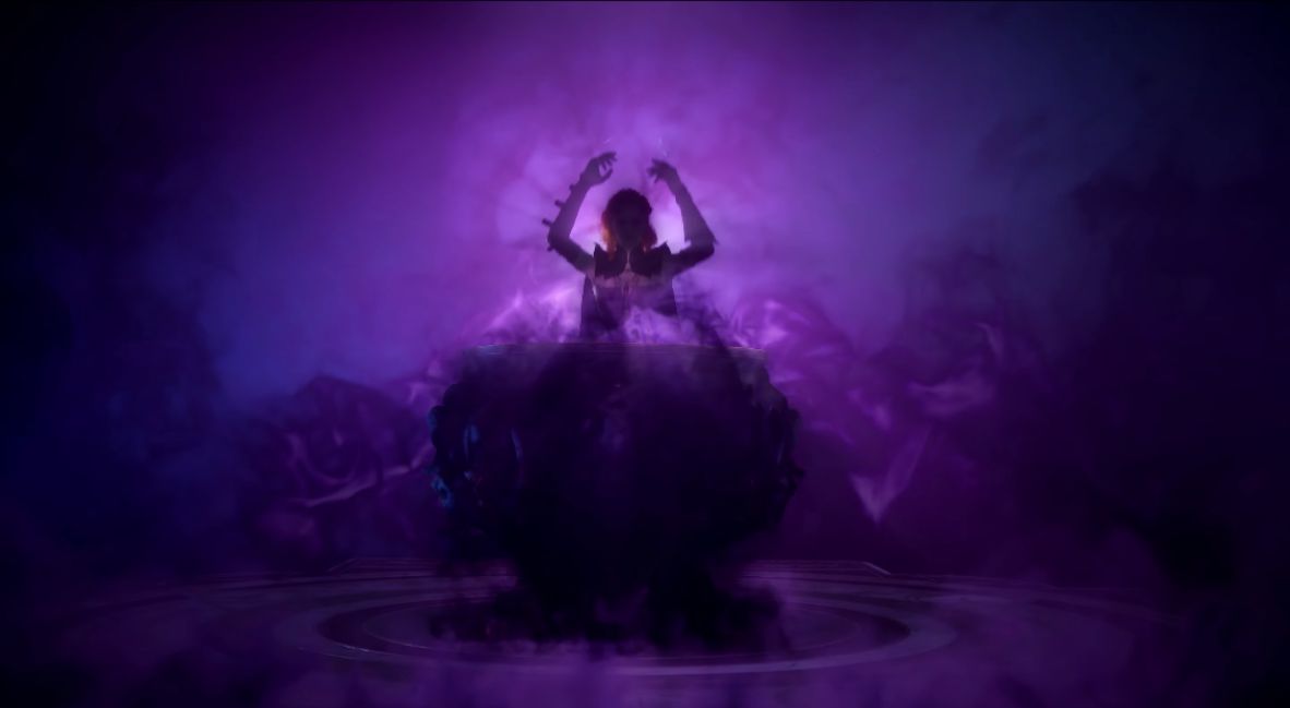 Warlock Dungeons & Dragons - Tasha trailer screenshot speaking to Kaatri