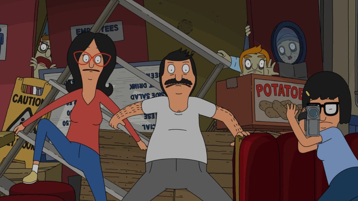 Linda and Bob looking frightened as Tina films something off screen