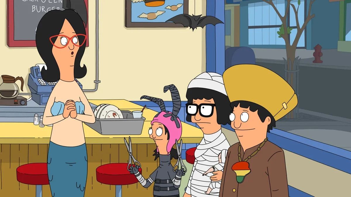 Linda, Louise, Tina, and Gene in costumes