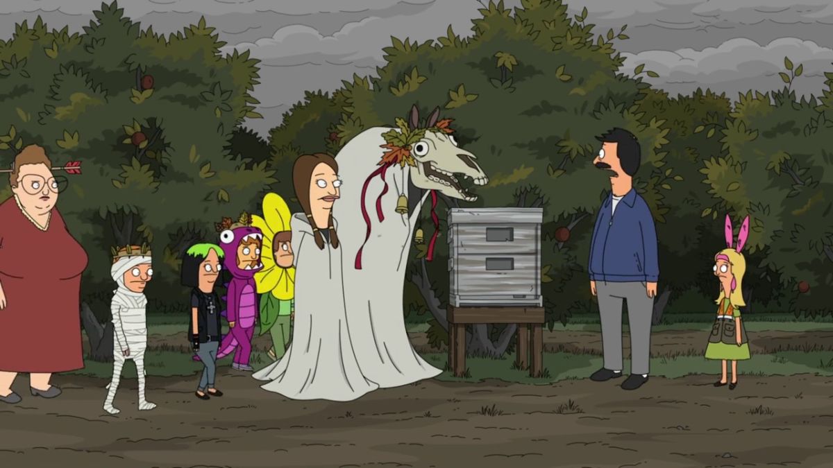 A scene from the Bob's Burgers episode "Apple Gore-chard! (but Not Gory)"