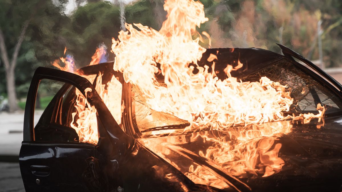 A burning car in 'Collision Course'