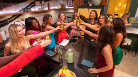 The women in Love is Blind Season 11 episodes 1-5 toast to the start of the season