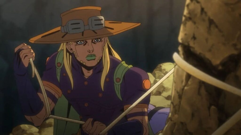 Gyro and the zombie horse in JoJo's Bizarre Adventure Steel Ball Run Episode 6