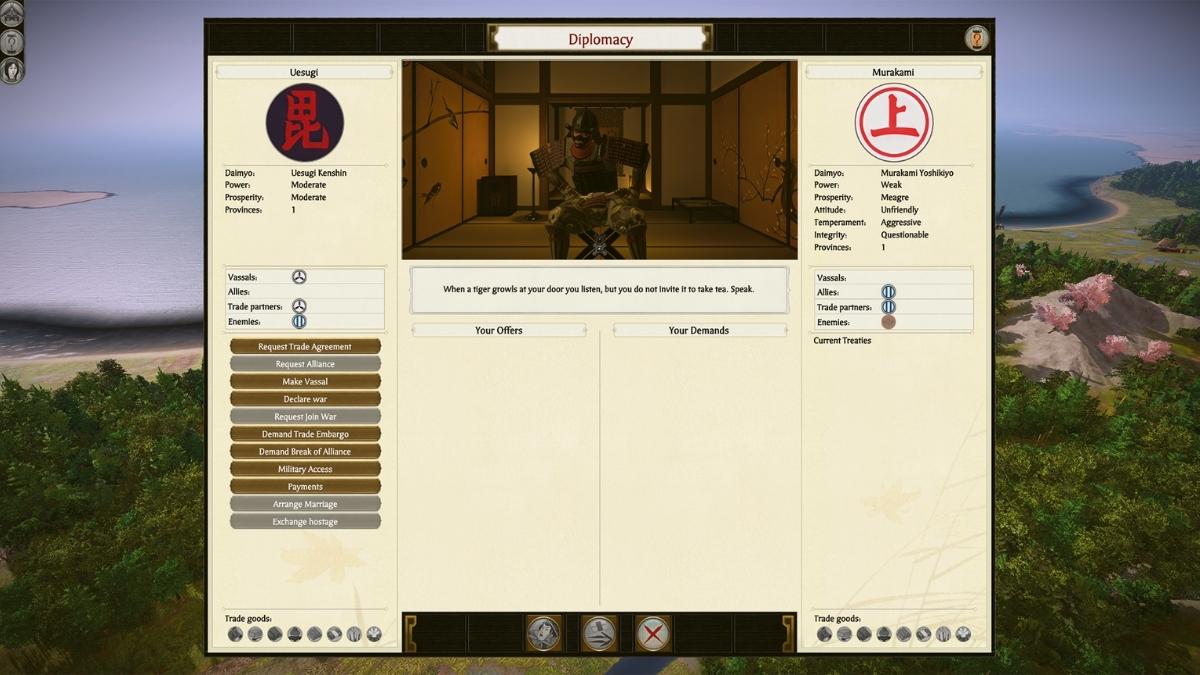 Diplomacy screen in Total War: Shogun 2 - Complete Edition